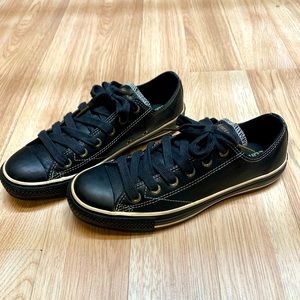 Worn once! ~RARE~ European leather converse Chuck Taylor women’s 9, men’s 7.